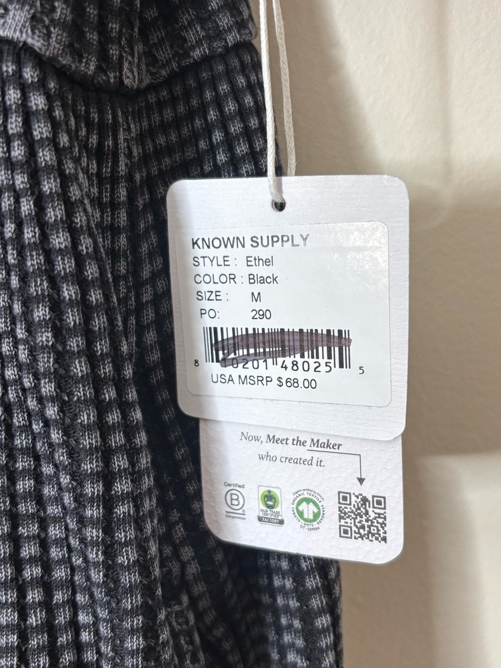 Known Supply Ethel Waffle Knit Mini Dress Gray Organic Cotton - Picture 9 of 9